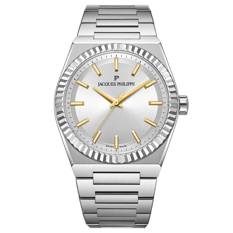 Jacques Philippe JPQGC5713G6 Swiss Made Quartz Çelik Gri Safir Cam 40 mm Erkek Kol Saati