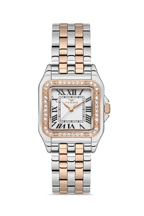Ferro Rose ve Gümüş Çelik Kordon Kadın Kol Saati FL40112A-E