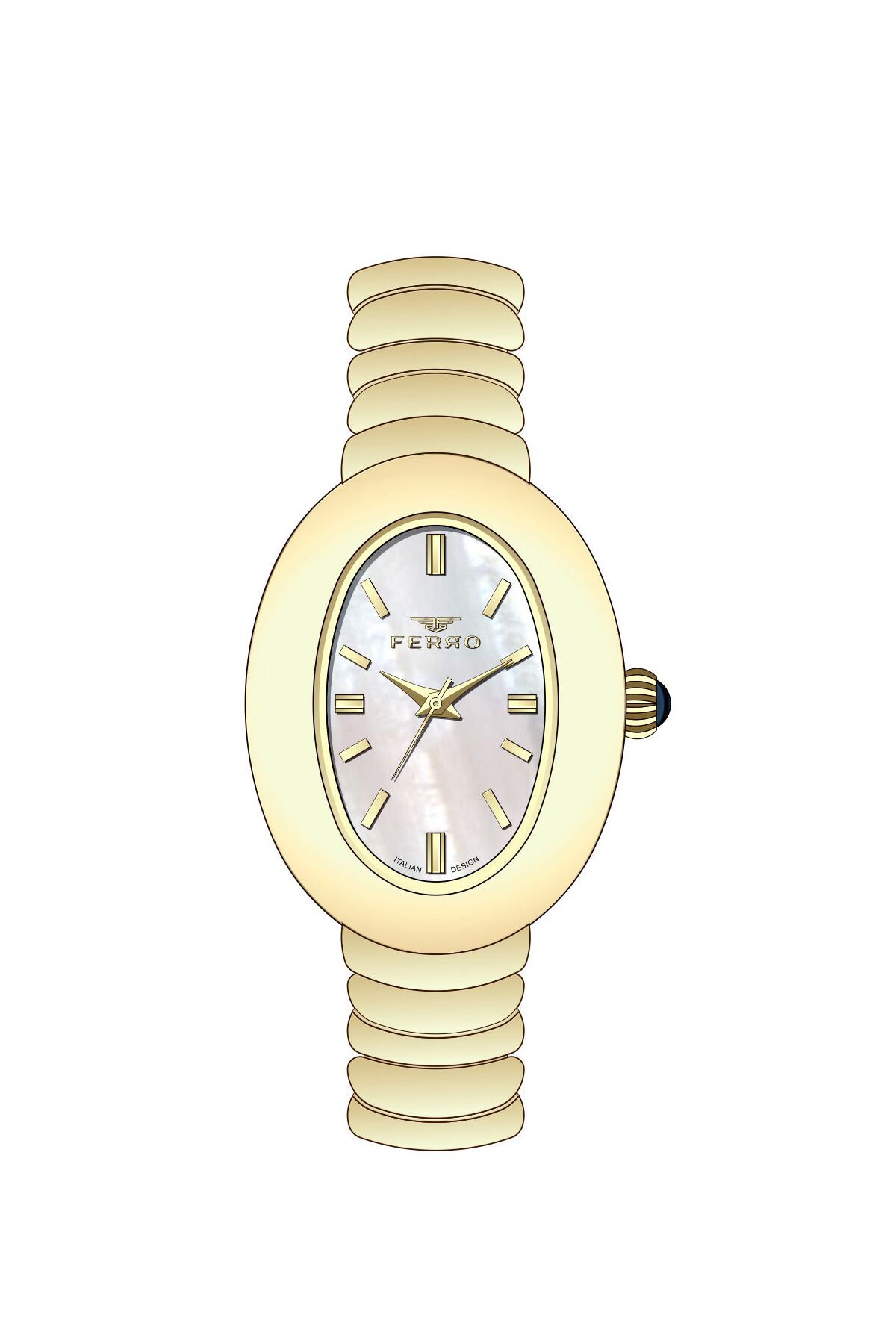 Ferro Sarı Çelik Kordon Kadın Kol Saati FL43034A-B 3ATM Su Geçirmez 2 Yıl Garantili HediyePaketli