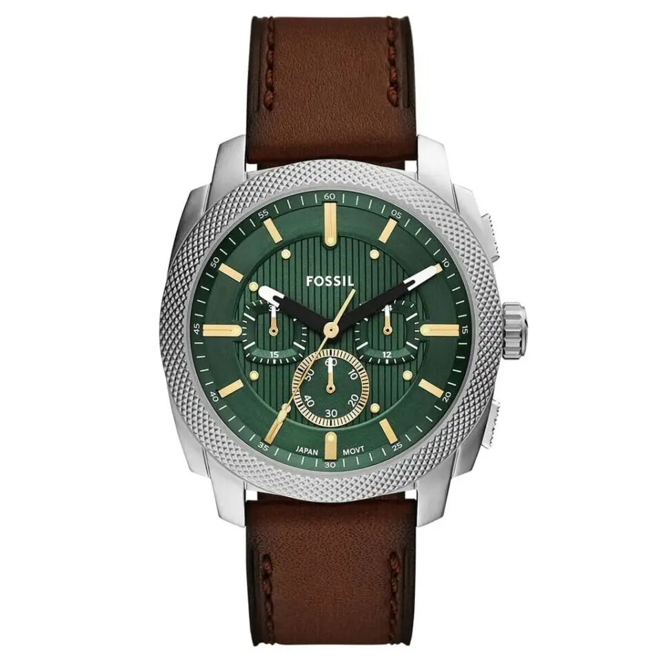 Fossil FFS6100 Quartz Deri Kahverengi Yeşil Kadran 44 mm Erkek Kol Saati