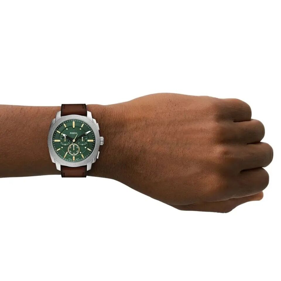Fossil FFS6100 Quartz Deri Kahverengi Yeşil Kadran 44 mm Erkek Kol Saati