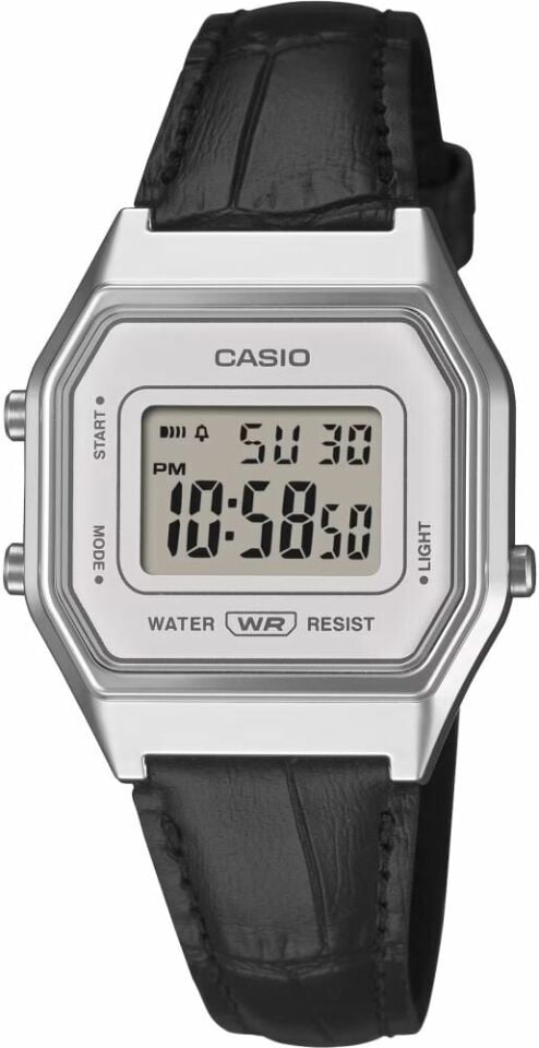 Casio LA680WEL-1DF Retro Quartz Siyah Deri Kordon Gri Kadran 29 mm Kadın Kol Saati