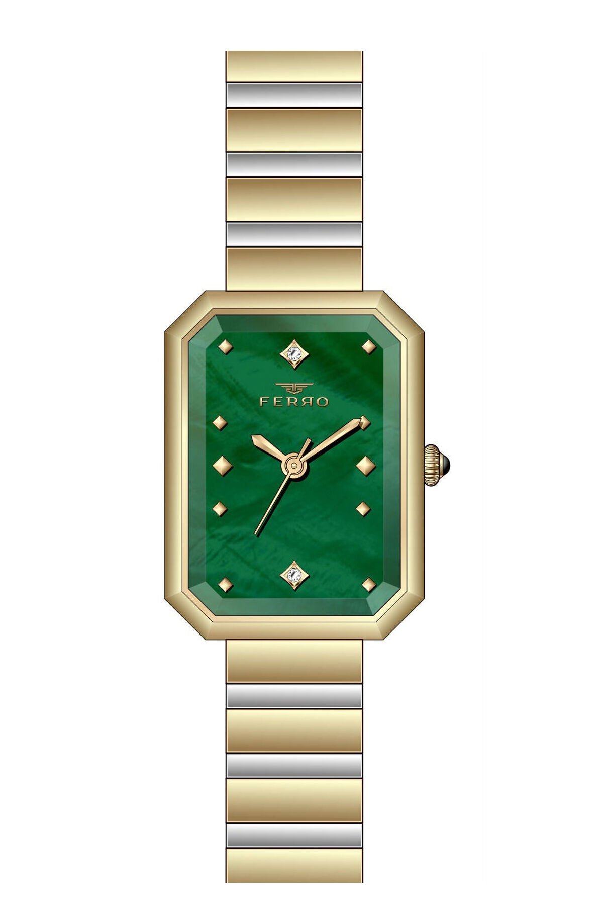 Ferro Sarı ve Gümüş Çelik Kordon Kadın Kol Saati FL21607AWT-D6 3ATM Su Geçirmez 2 Yıl Garantili