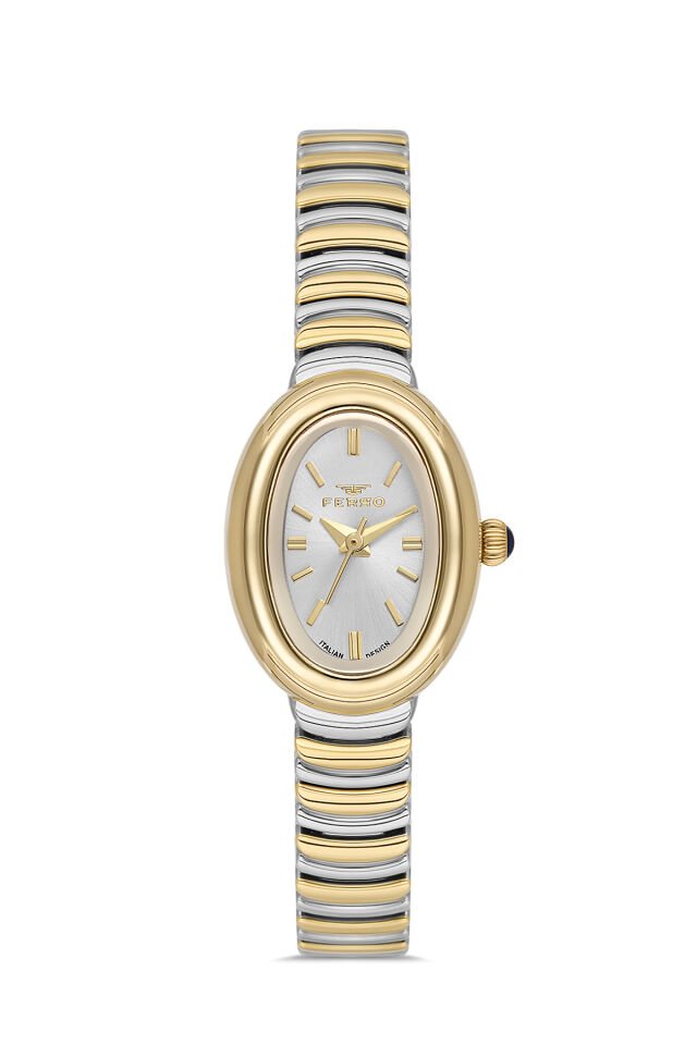 Ferro Sarı ve Gümüş Çelik Kordon Kadın Kol Saati FL43034A-D 3ATM Su Geçirmez 2 Yıl Garantili