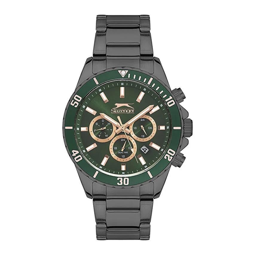 Slazenger SL.09.2091.2.03 Quartz Çelik Siyah Yeşil Kadran 45 mm Erkek Kol Saati