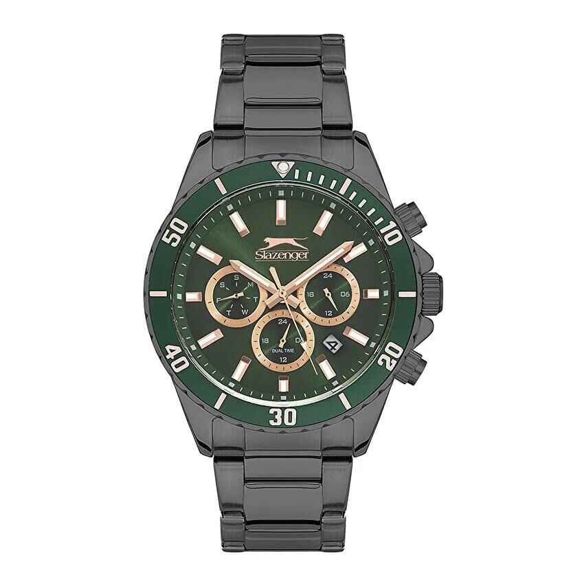 Slazenger SL.09.2091.2.03 Quartz Çelik Siyah Yeşil Kadran 45 mm Erkek Kol Saati