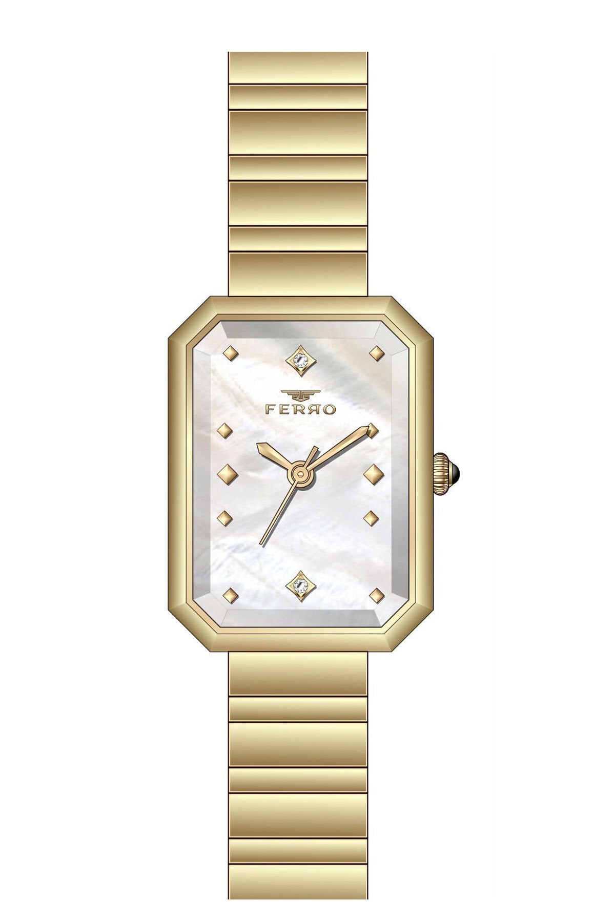 Ferro Sarı Çelik Kordon Kadın Kol Saati FL21607A-B 3ATM Su Geçirmez 2 Yıl Garantili HediyePaketli