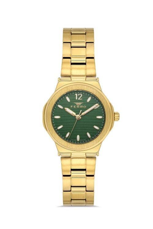 Ferro Sarı Çelik Kordon Kadın Kol Saati FL21490A-B6 3ATM Su Geçirmez 2 Yıl Garantili HediyePaketli