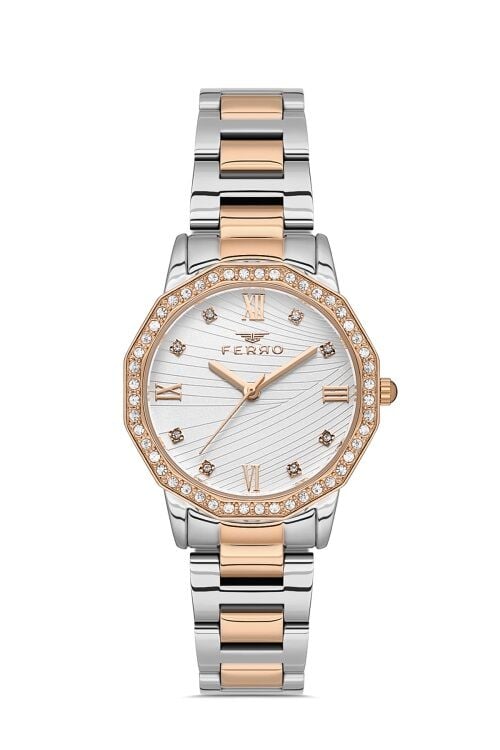 Ferro Rose ve Gümüş Çelik Kordon Kadın Kol Saati FL21395A-E