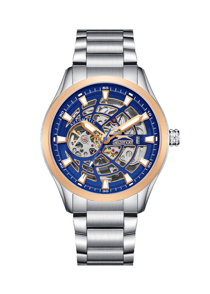 Slazenger SL.09.2411.1.03 Otomatik Çelik Gri Lacivert Kadran 44 mm Erkek Kol Saati