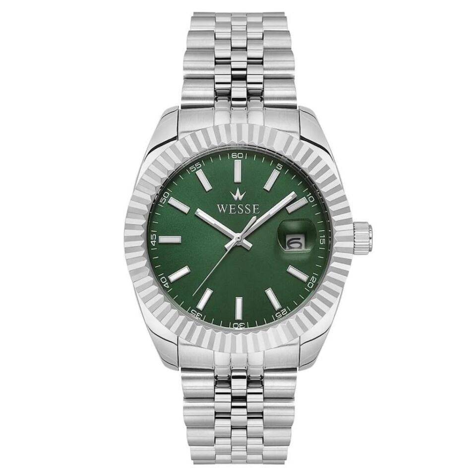 Wesse WWG403002 Quartz Çelik Gri Yeşil Kadran 41 mm Erkek Kol Saati