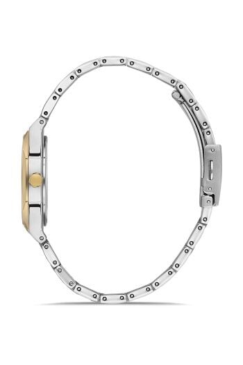 Ferro Gümüş ve Sarı Çelik Kordon Kadın Kol Saati FL40128A-D 3ATM Su Geçirmez 2 Yıl Garantili