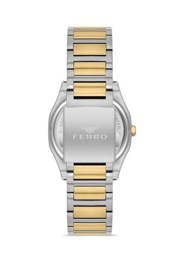 Ferro Gümüş ve Sarı Çelik Kordon Kadın Kol Saati FL40128A-D 3ATM Su Geçirmez 2 Yıl Garantili