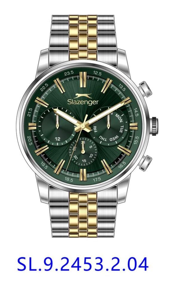 Slazenger SL.09.2453.2.04 Quartz Çelik Altın/Gri Yeşil Kadran 43 mm Erkek Kol Saati