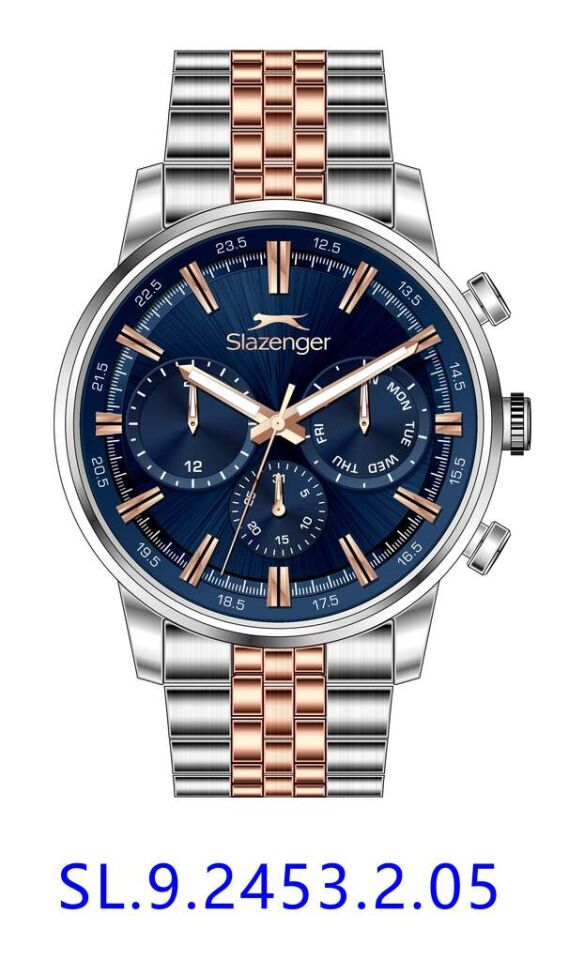Slazenger SL.09.2453.2.05 Quartz Çelik Rose/Gri Lacivert Kadran 46 mm Erkek Kol Saati