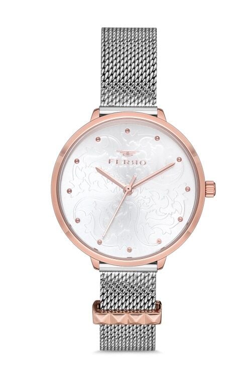 Ferro Gümüş ve Rose Hasır Kordon Kadın Kol Saati F21087C-E F21087C-E