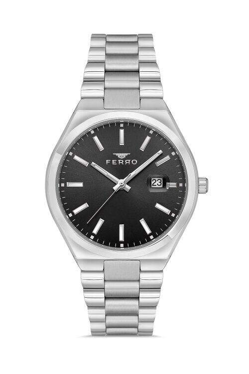 Ferro Gümüş Çelik Kordon Erkek Kol Saati F11386A-A2 3 ATM Su Geçirmez 2 Yıl Garantili Hediye Paketli