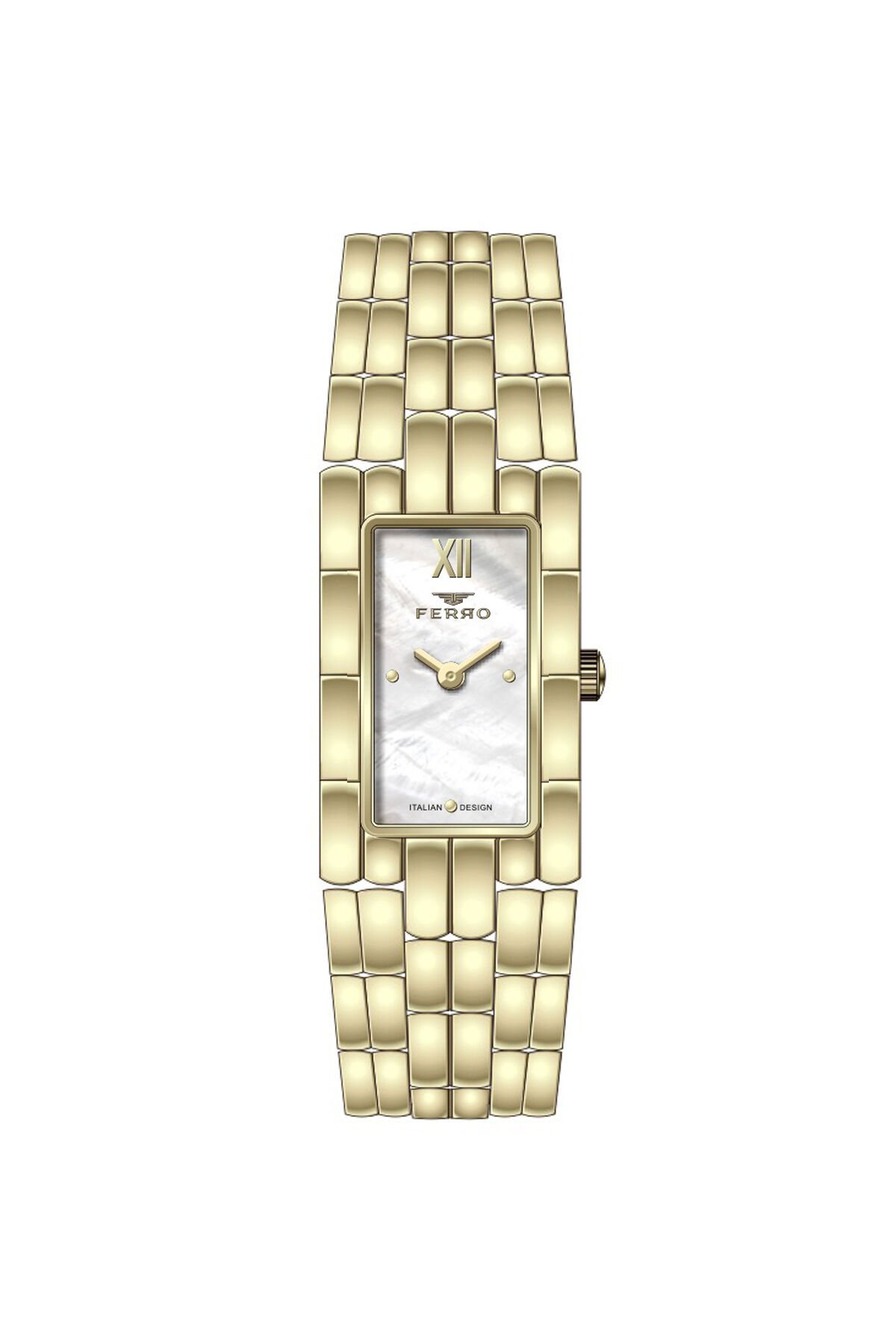 Ferro Sarı Çelik Kordon Kadın Kol Saati FL40161A-B 3ATM Su Geçirmez 2 Yıl Garantili HediyePaketli