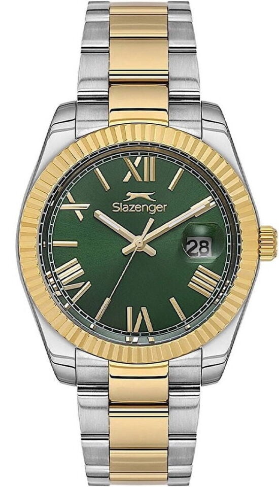 Slazenger SL.09.2508.1.02 Quartz Çelik Altın/Gri Yeşil Kadran 43 mm Erkek Kol Saati
