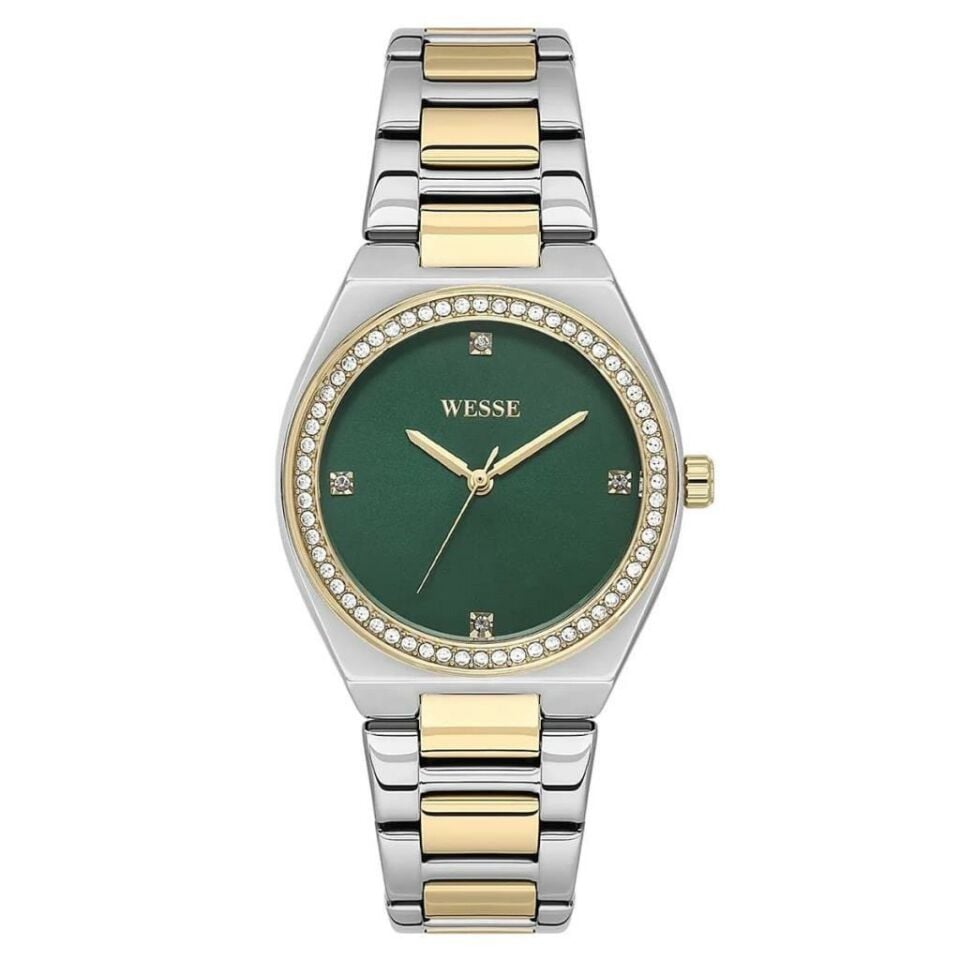 Wesse WWL112003 Quartz Çelik Altın/Gri Yeşil Kadran 34 mm Kadın Kol Saati