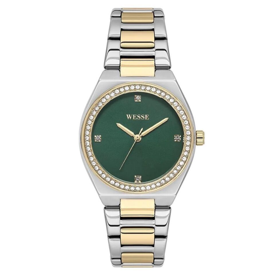 Wesse WWL112003 Quartz Çelik Altın/Gri Yeşil Kadran 34 mm Kadın Kol Saati