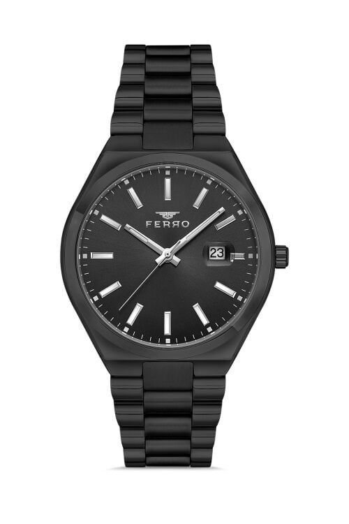 Ferro F11386A-G Quartz Çelik Siyah 40 mm Erkek Kol Saati