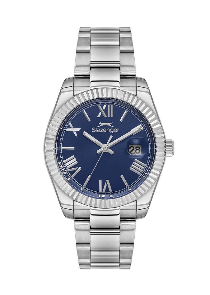 Slazenger SL.09.2508.1.03 Quartz Çelik Gri Lacivert Kadran 43 mm Erkek Kol Saati
