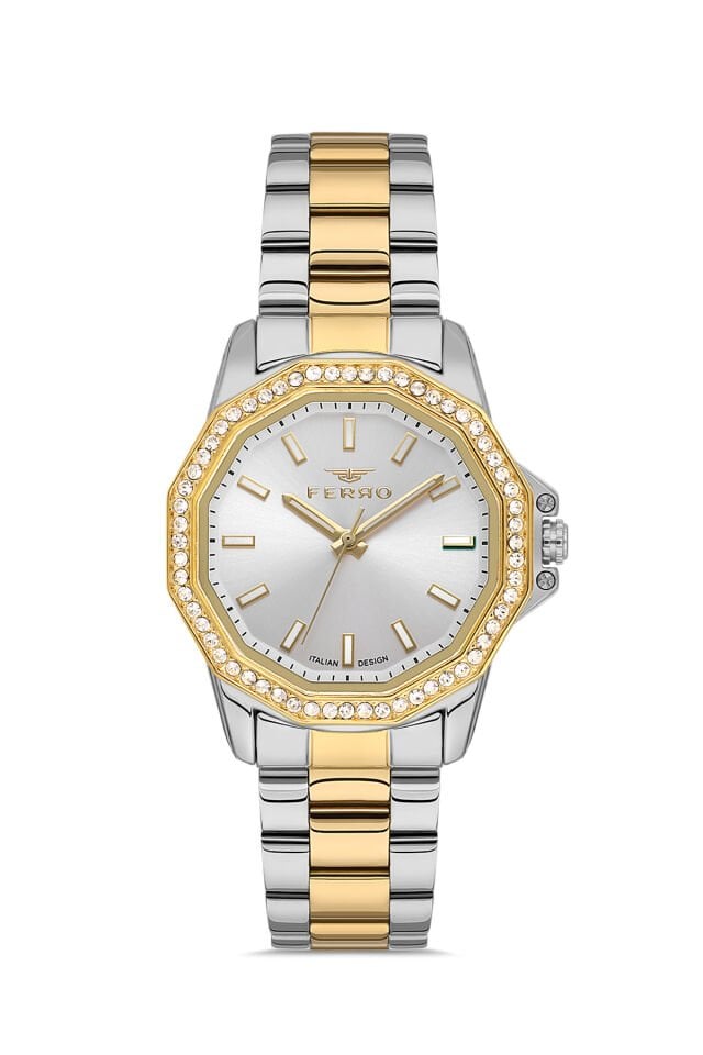 Ferro FL21540AWT-D Quartz Çelik Altın/Gri 32 mm Kadın Kol Saati