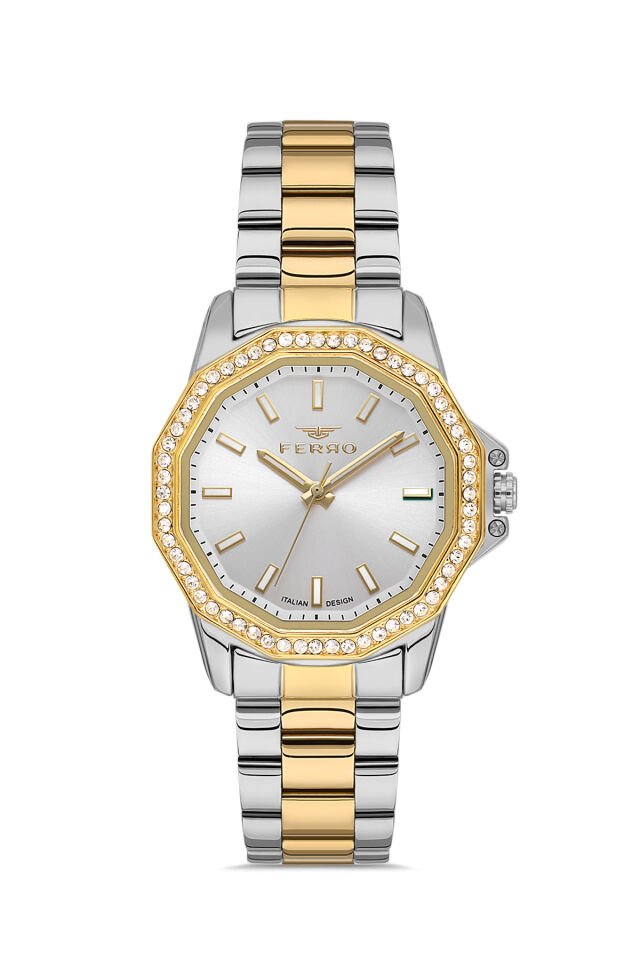 Ferro FL21540AWT-D Quartz Çelik Altın Gri 32 mm Kadın Kol Saati