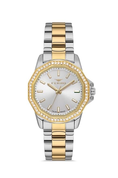 Ferro FL21540AWT-D Quartz Çelik Altın/Gri 32 mm Kadın Kol Saati