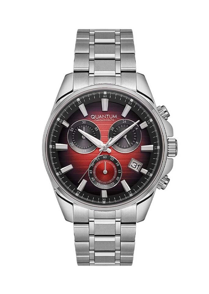 Quantum PWG1122.380 Quartz Çelik Gri Kırmızı Kadran 45 mm Erkek Kol Saati