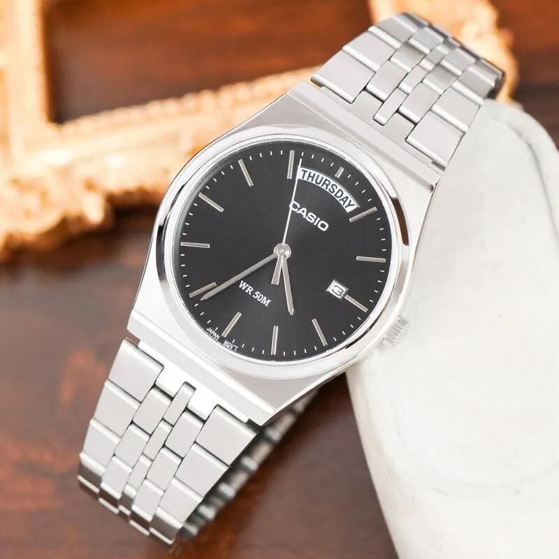 Casio MTP-B146D-1AVDF Quartz Çelik Gri Siyah Kadran 35 mm Erkek Kol Saati