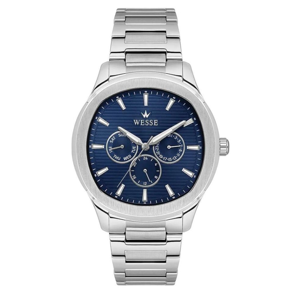 Wesse WWG402903 Quartz Çelik Gri Mavi Kadran 44 mm Erkek Kol Saati