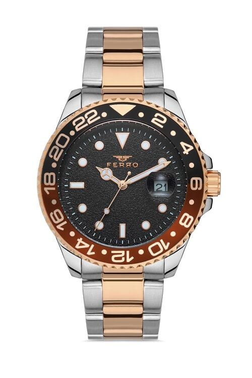 Ferro 41 mm Rose ve Gümüş Çelik Kordon Erkek Kol Saati F11253A-E3 F11253A-E8