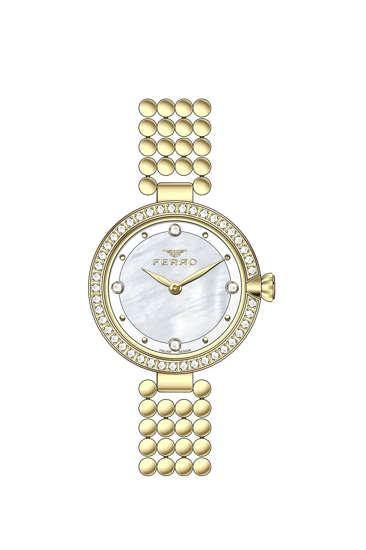 Ferro Sarı Çelik Kordon Kadın Kol Saati FL43039A-B 3ATM Su Geçirmez 2 Yıl Garantili HediyePaketli