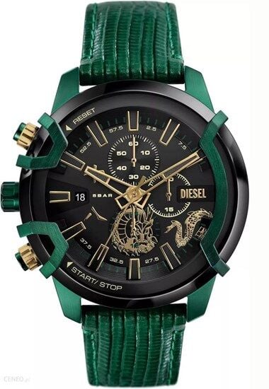 Diesel DZ4651 Quartz Deri Yeşil Siyah Kadran 48 mm Erkek Kol Saati