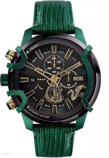 Diesel DZ4651 Quartz Deri Yeşil Siyah Kadran 48 mm Erkek Kol Saati