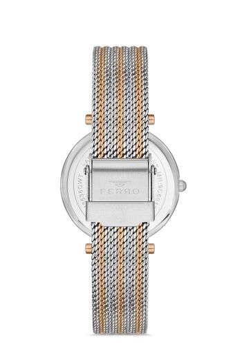 Ferro FL21318C-E Hasır  32 mm Rose Gold/Metalik Gri Kadın Kol Saati