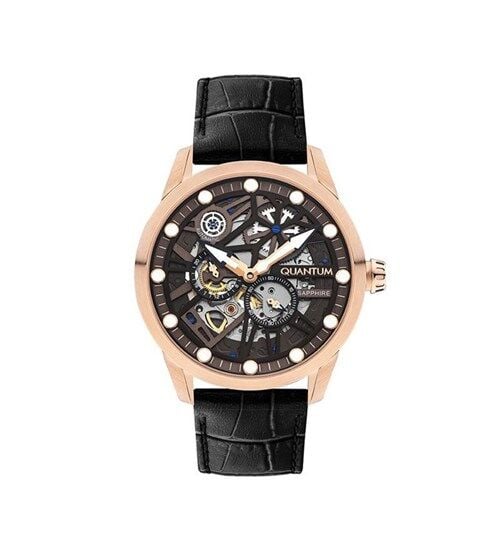 Quantum QMG1120CRC.455 Otomatik Deri Siyah Safir Cam 46 mm Erkek Kol Saati