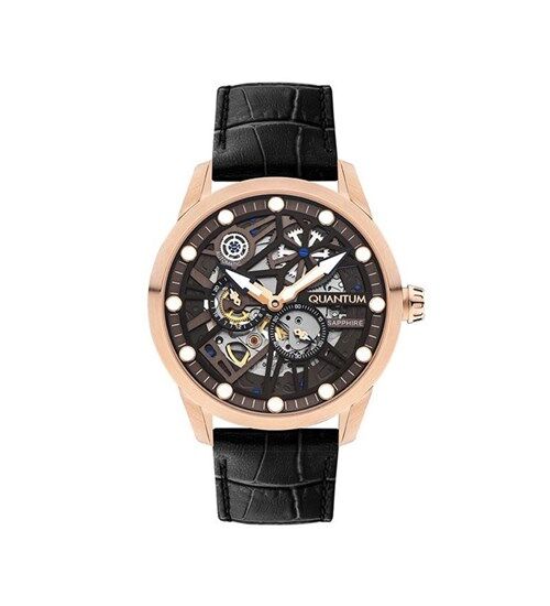 Quantum QMG1120CRC.455 Otomatik Deri Siyah Safir Cam 46 mm Erkek Kol Saati