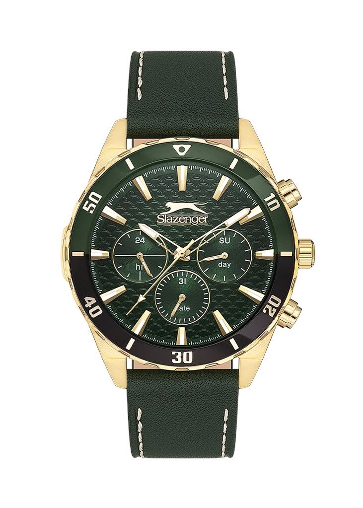 Slazenger SL.09.2327.2.03 Quartz Deri 46 mm Yeşil Erkek Kol Saati