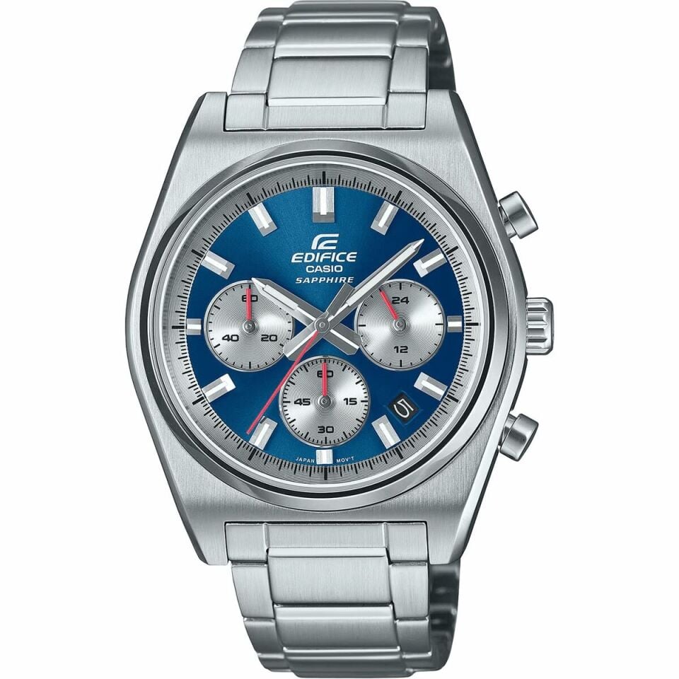 Casio EFB-730D-2AVUDF Edifice Quartz Çelik Gri Mavi Kadran 10 ATM 40 mm Erkek Kol Saati