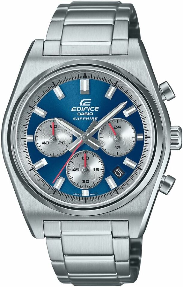 Casio EFB-730D-2AVUDF Edifice Quartz Çelik Gri Mavi Kadran 10 ATM 40 mm Erkek Kol Saati
