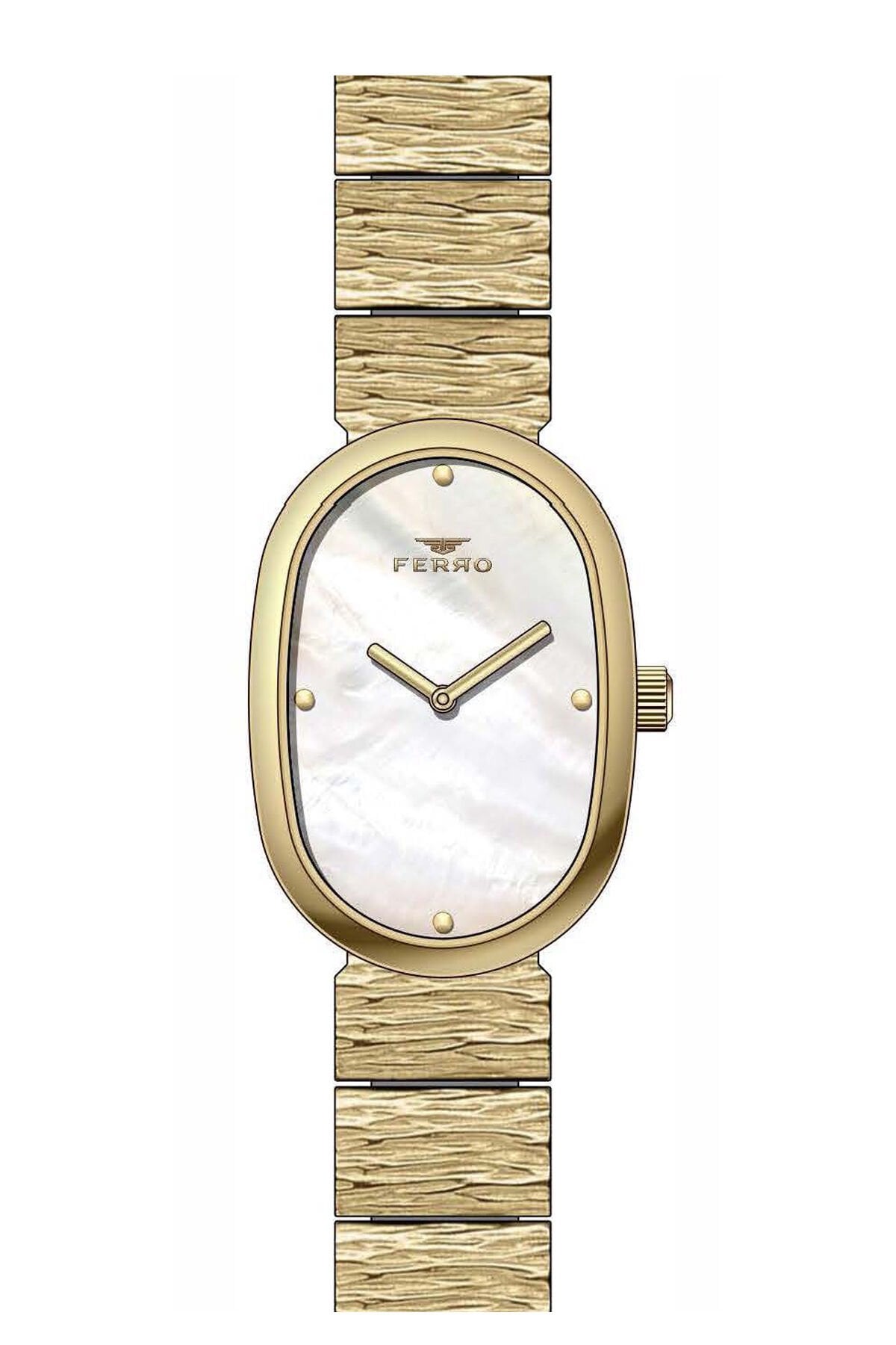 Ferro Sarı Çelik Kordon Kadın Kol Saati FL21600A-B 3ATM Su Geçirmez 2 Yıl Garantili HediyePaketli