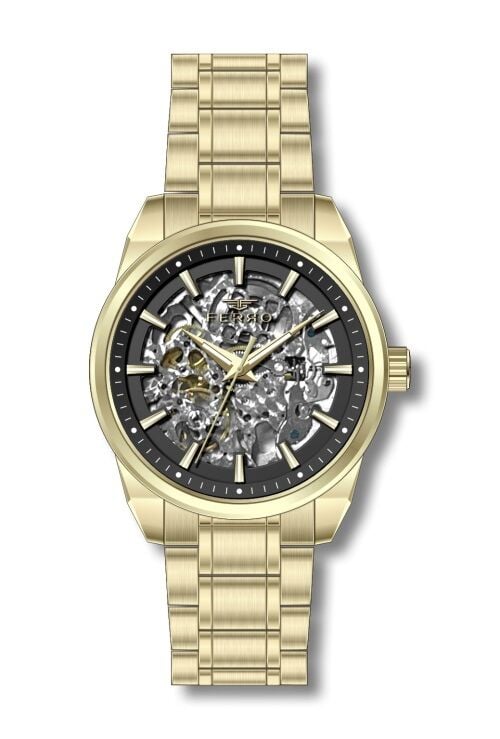 Ferro Sarı Çelik Kordon Erkek Kol Saati FM40106A-B2 Tüm Fonksiyonlar Aktif 3 ATM Su Geçirmez