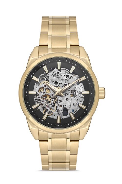 Ferro Sarı Çelik Kordon Erkek Kol Saati FM40106A-B2 Tüm Fonksiyonlar Aktif 3 ATM Su Geçirmez