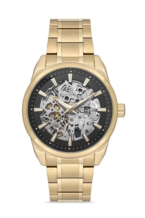 Ferro Sarı Çelik Kordon Erkek Kol Saati FM40106A-B2 Tüm Fonksiyonlar Aktif 3 ATM Su Geçirmez