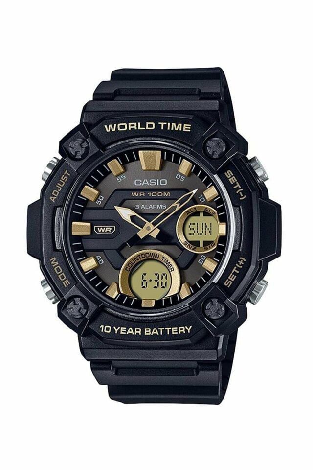 Casio AEQ-120W-9AVDF Quartz Analog/Dijital Silikon Siyah 10 ATM 52 mm Erkek Kol Saati