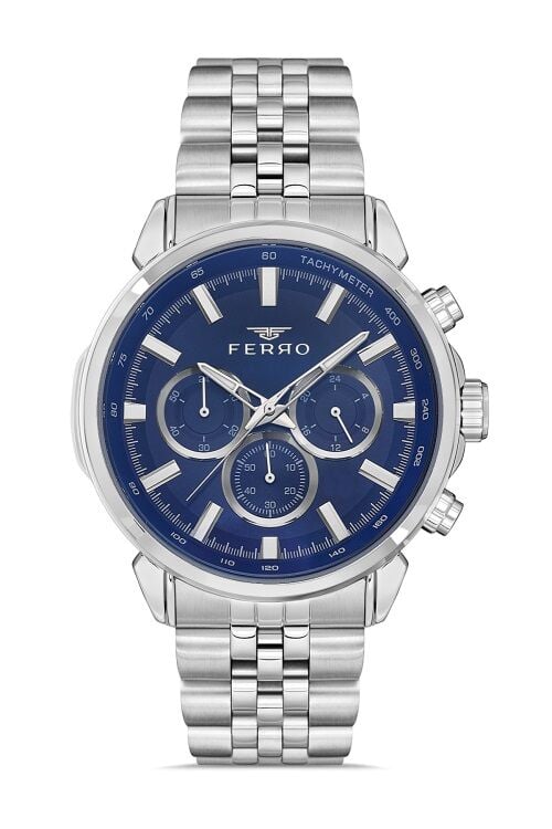 Ferro Gümüş Çelik Kordon Erkek Kol Saati FM11375A-A3 Fonksiyonları Aktif 3ATM Su Geçirmez