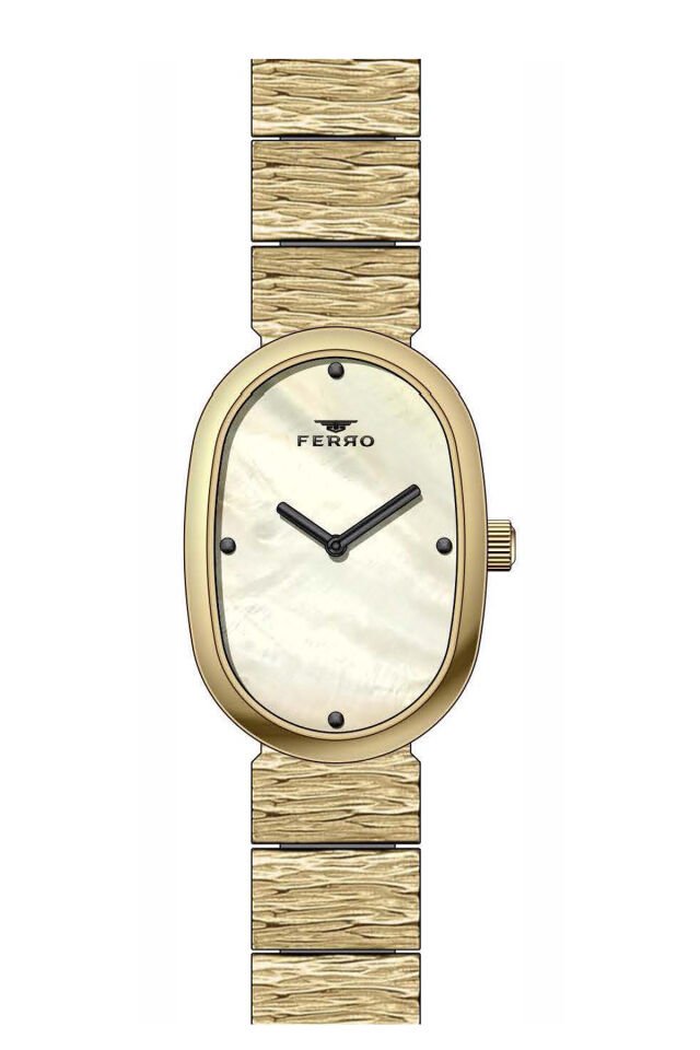 Ferro Sarı Çelik Kordon Kadın Kol Saati FL21600A-B4 3ATM Su Geçirmez 2 Yıl Garantili HediyePaketli